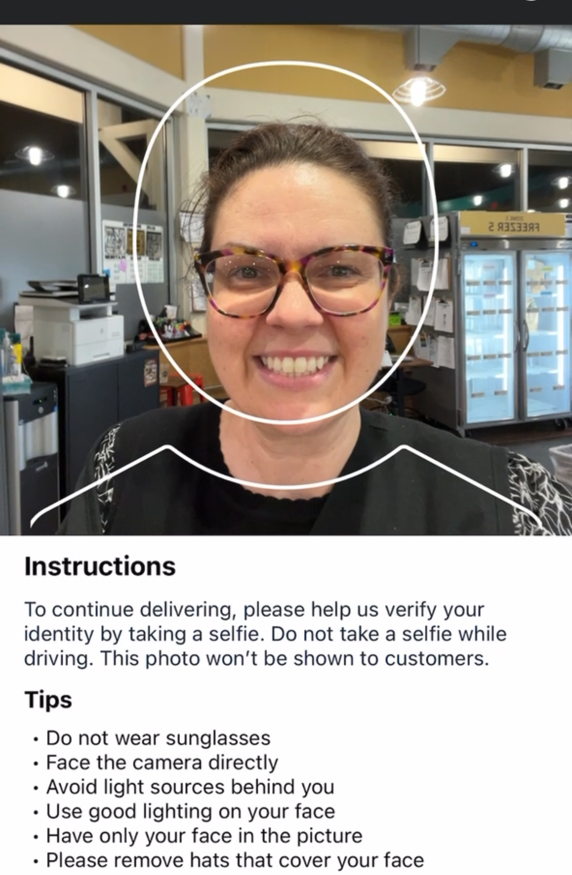 Amazon Flex verification picture