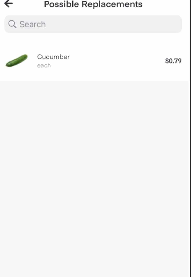 Instacart replacement example