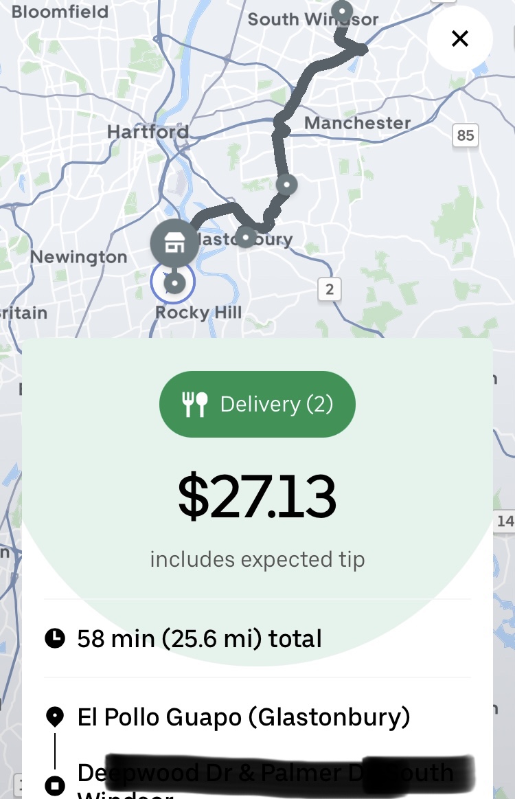 UberEats order with long delivery distance UberEats order with long delivery distance