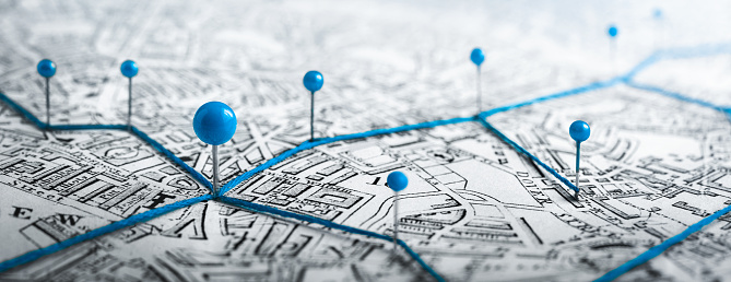 Map with pins food delivery Map with pins food delivery
